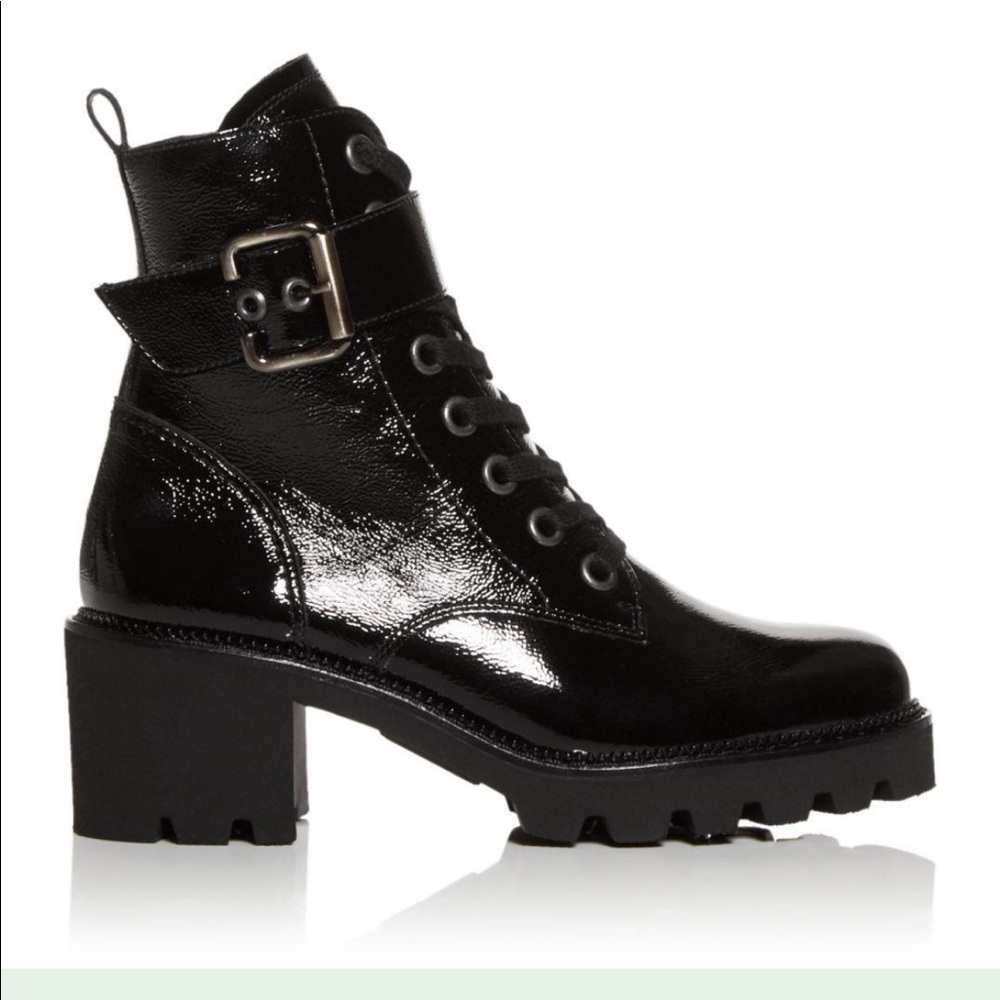 Paul Green size 6 Dynamite Black Crinkled Block Heel Boots- NEW CONDITION W/ BOX